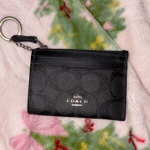 Coach Signature Black Key & Card Holder